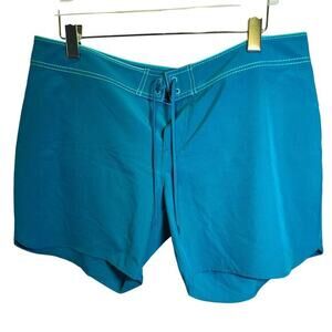 Title Nine‎ Carve Designs Board Shorts Lace Up Sz 14 XL Teal Green Swim Unlined